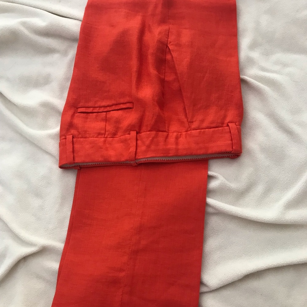 J. Crew 100% Linen Pants Trousers Straight Leg- Coral size 0
